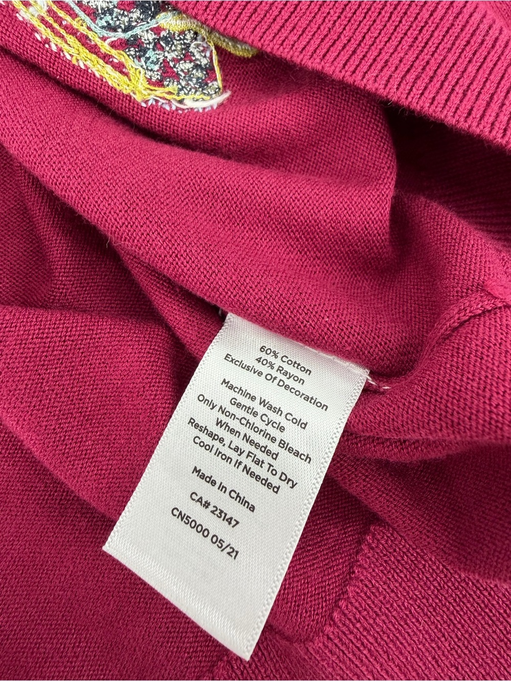 Talbots Teacup Sweater Women L NWT Magenta Embroidered Novelty Knit Preppy Twee - Picture 7 of 10